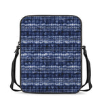 Indigo Dye Shibori Print Rectangular Crossbody Bag