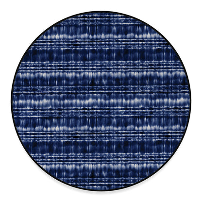 Indigo Dye Shibori Print Round Floor Mat