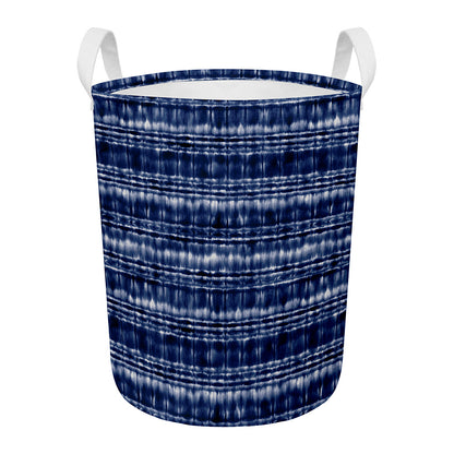 Indigo Dye Shibori Print Round Laundry Basket