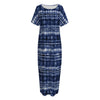 Indigo Dye Shibori Print Short Sleeve Long Nightdress