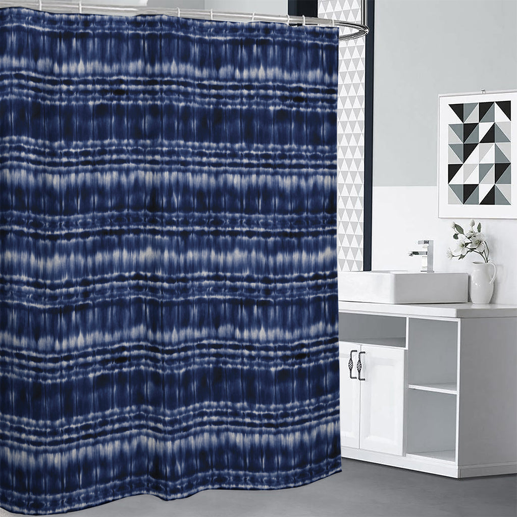 Indigo Dye Shibori Print Shower Curtain