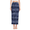 Indigo Dye Shibori Print Side Slit Maxi Skirt