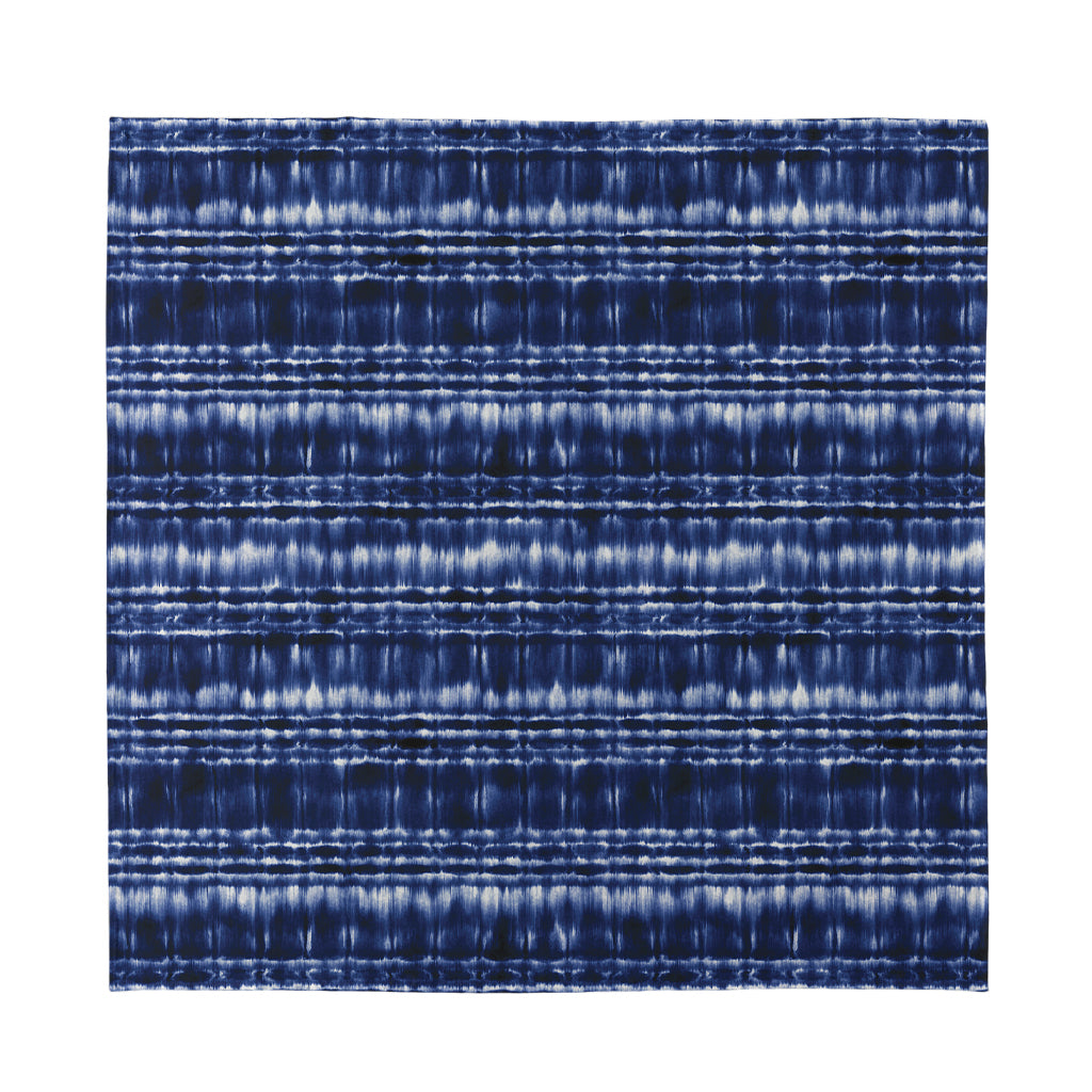 Indigo Dye Shibori Print Silk Bandana