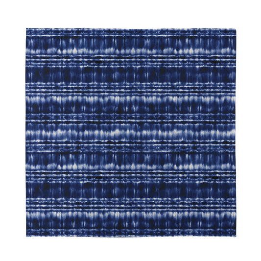 Indigo Dye Shibori Print Silk Bandana