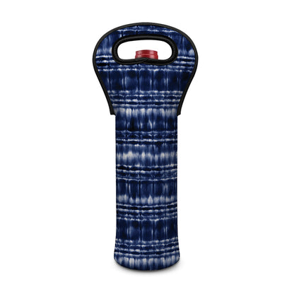 Indigo Dye Shibori Print Single Neoprene Wine Tote