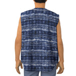 Indigo Dye Shibori Print Sleeveless Baseball Jersey