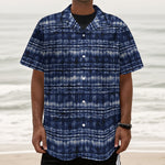 Indigo Dye Shibori Print Textured Short Sleeve Shirt