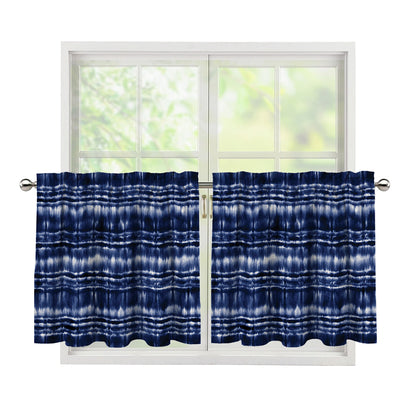Indigo Dye Shibori Print Tier Curtains