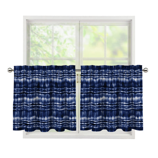 Indigo Dye Shibori Print Tier Curtains