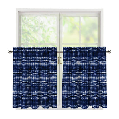 Indigo Dye Shibori Print Tier Curtains
