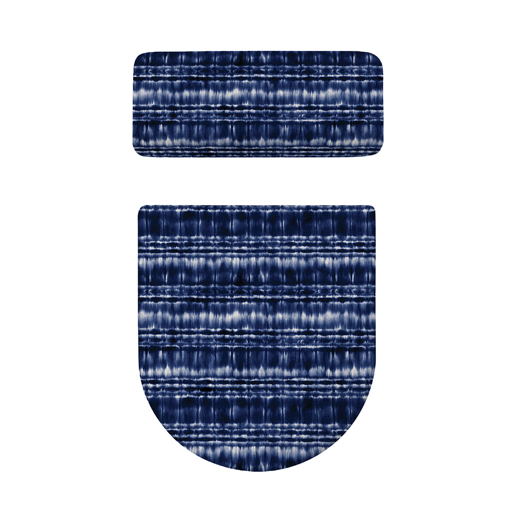 Indigo Dye Shibori Print Toilet Lid And Tank Cover Set