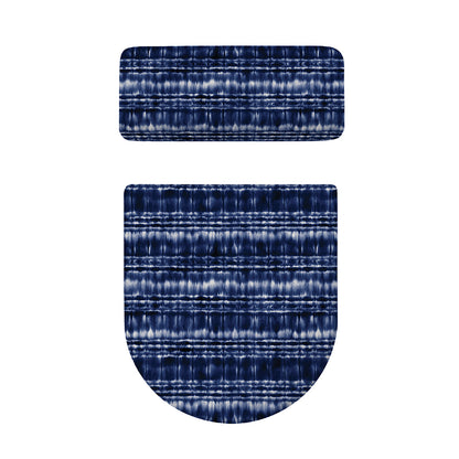Indigo Dye Shibori Print Toilet Lid And Tank Cover Set