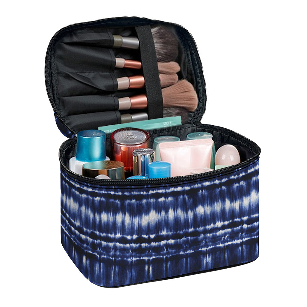 Indigo Dye Shibori Print Travel Makeup Bag