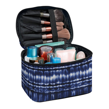 Indigo Dye Shibori Print Travel Makeup Bag
