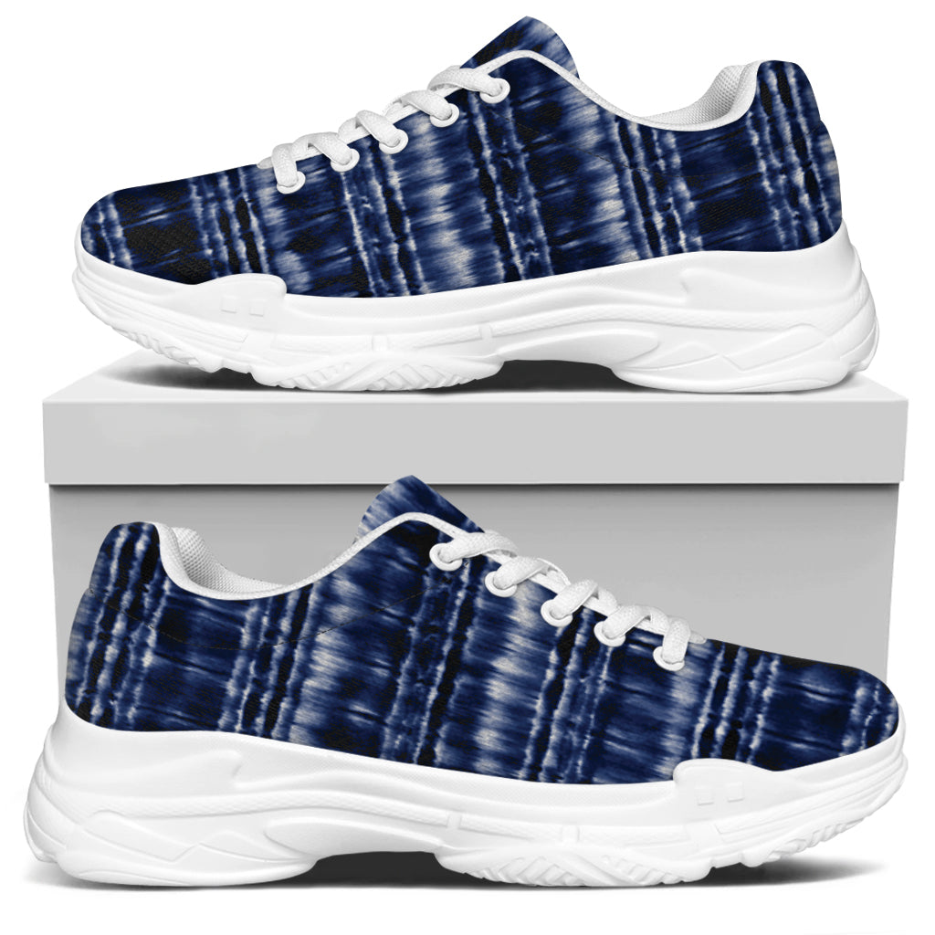 Indigo Dye Shibori Print White Chunky Shoes