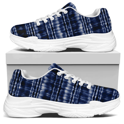 Indigo Dye Shibori Print White Chunky Shoes