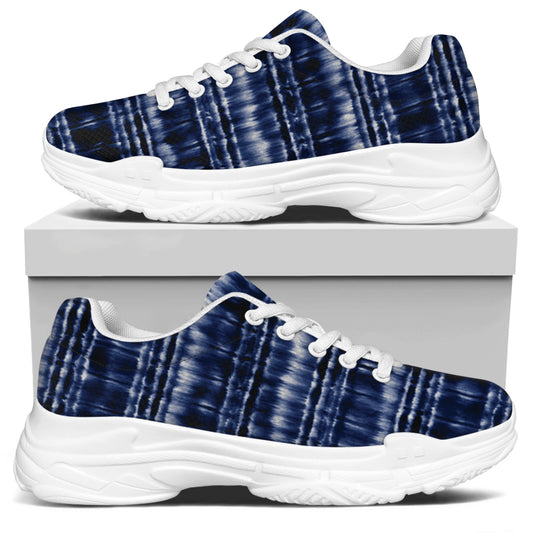 Indigo Dye Shibori Print White Chunky Shoes