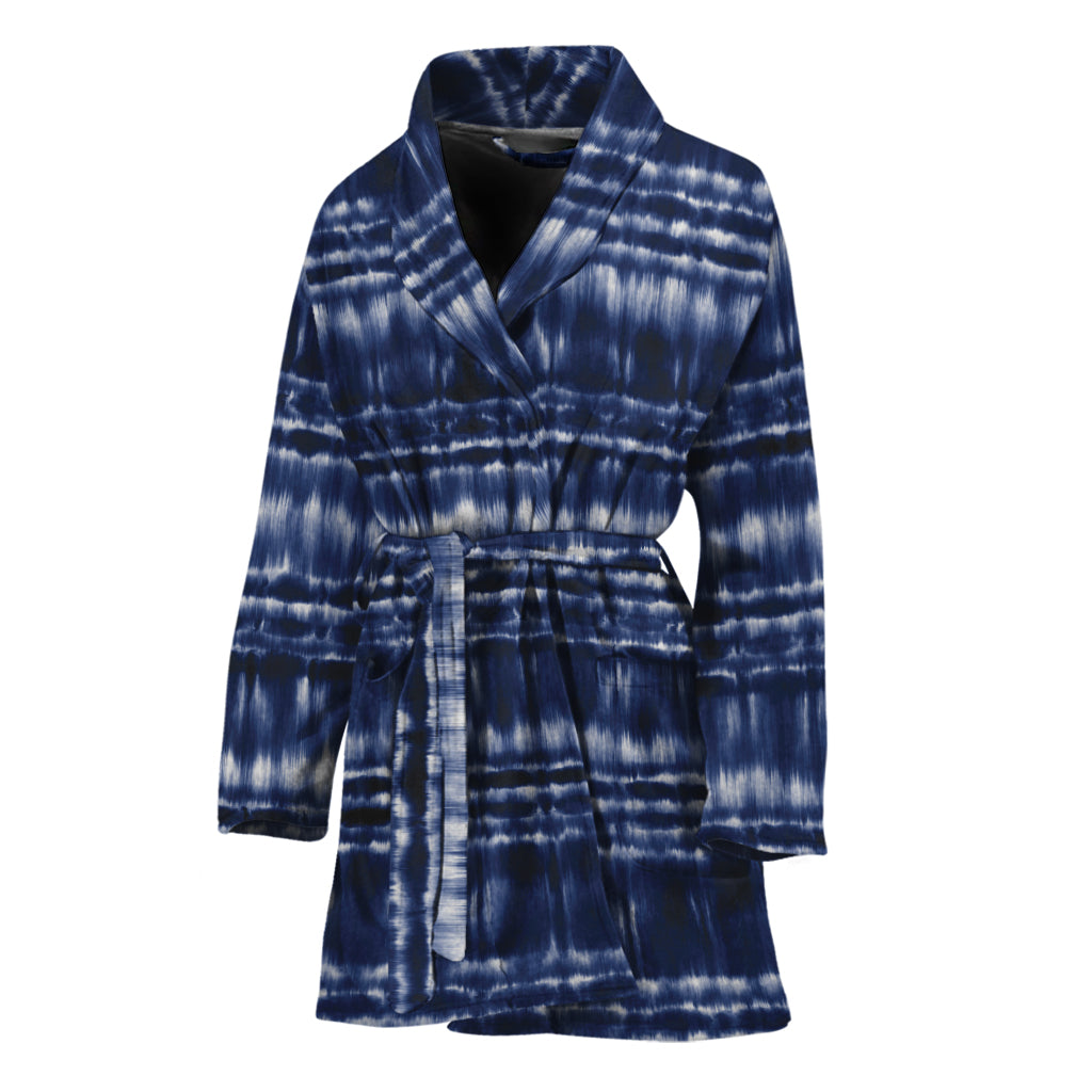 Indigo Dye Shibori Print Women's Bathrobe