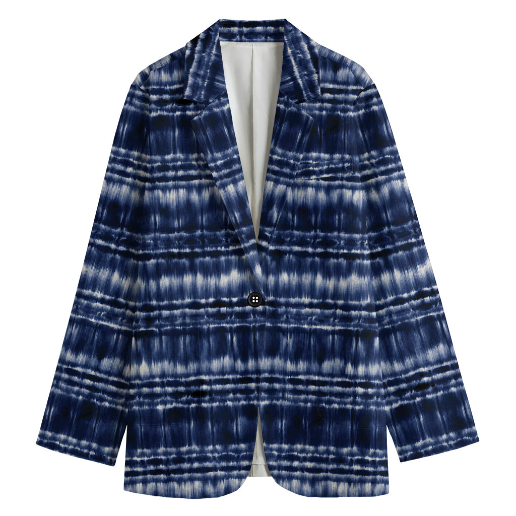 Indigo Dye Shibori Print Women's Blazer