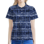 Indigo Dye Shibori Print Women's Polo Shirt