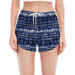 Indigo Dye Shibori Print Women's Split Running Shorts