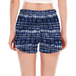 Indigo Dye Shibori Print Women's Split Running Shorts
