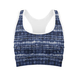 Indigo Dye Shibori Print Women's Sports Bra