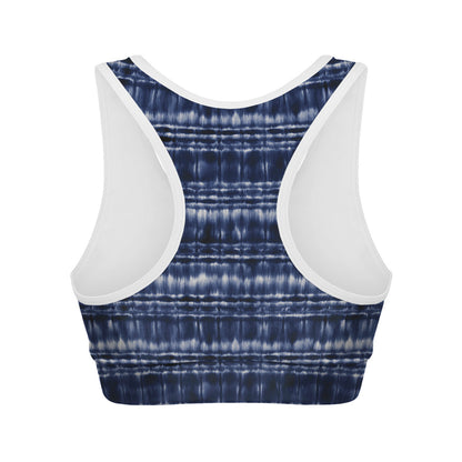 Indigo Dye Shibori Print Women's Sports Bra