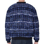 Indigo Dye Shibori Print Zip Sleeve Bomber Jacket