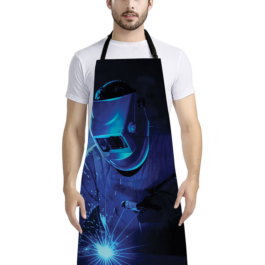 Industrial Welder Print Bib Apron With Pocket