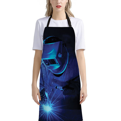 Industrial Welder Print Bib Apron With Pocket