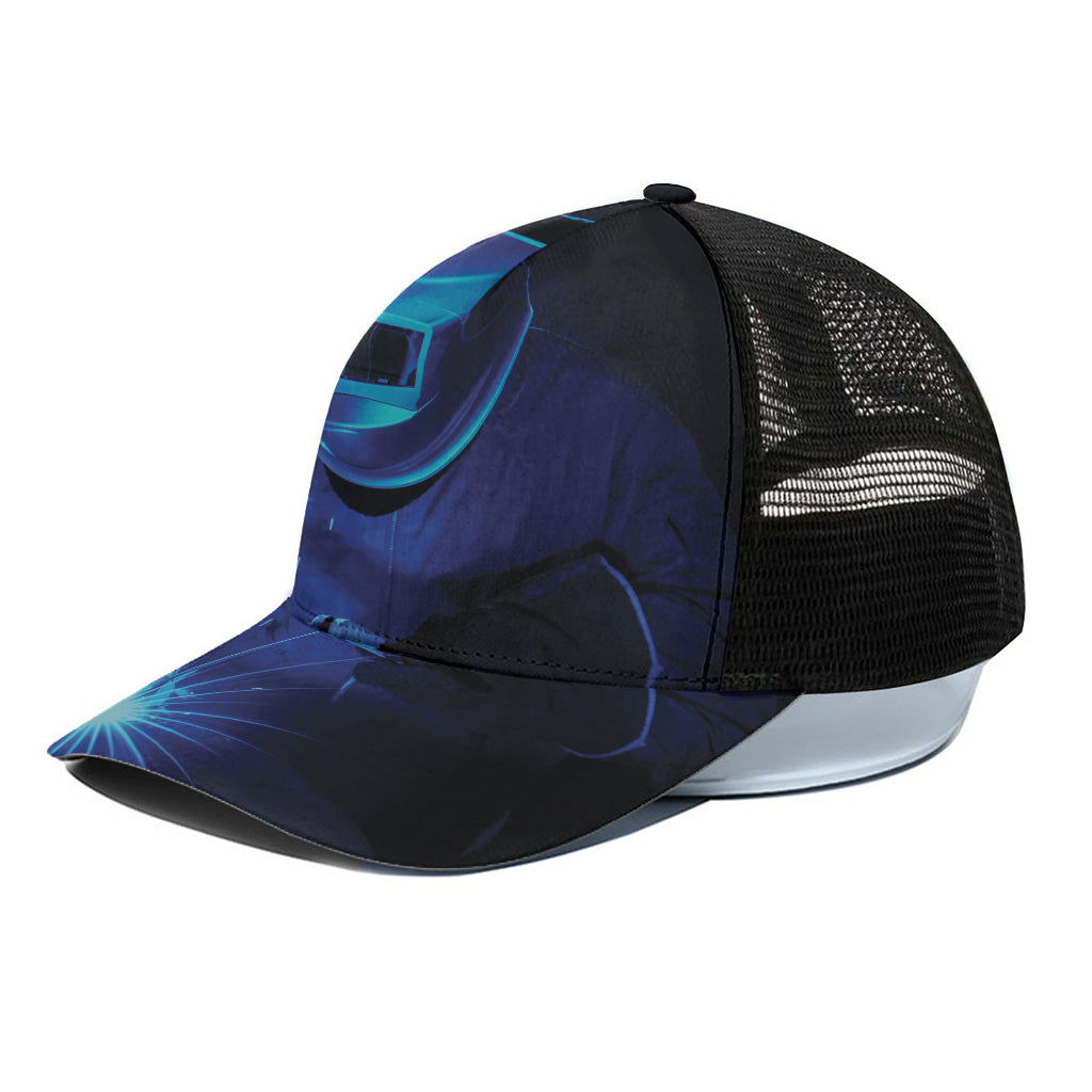 Industrial Welder Print Black Mesh Trucker Cap