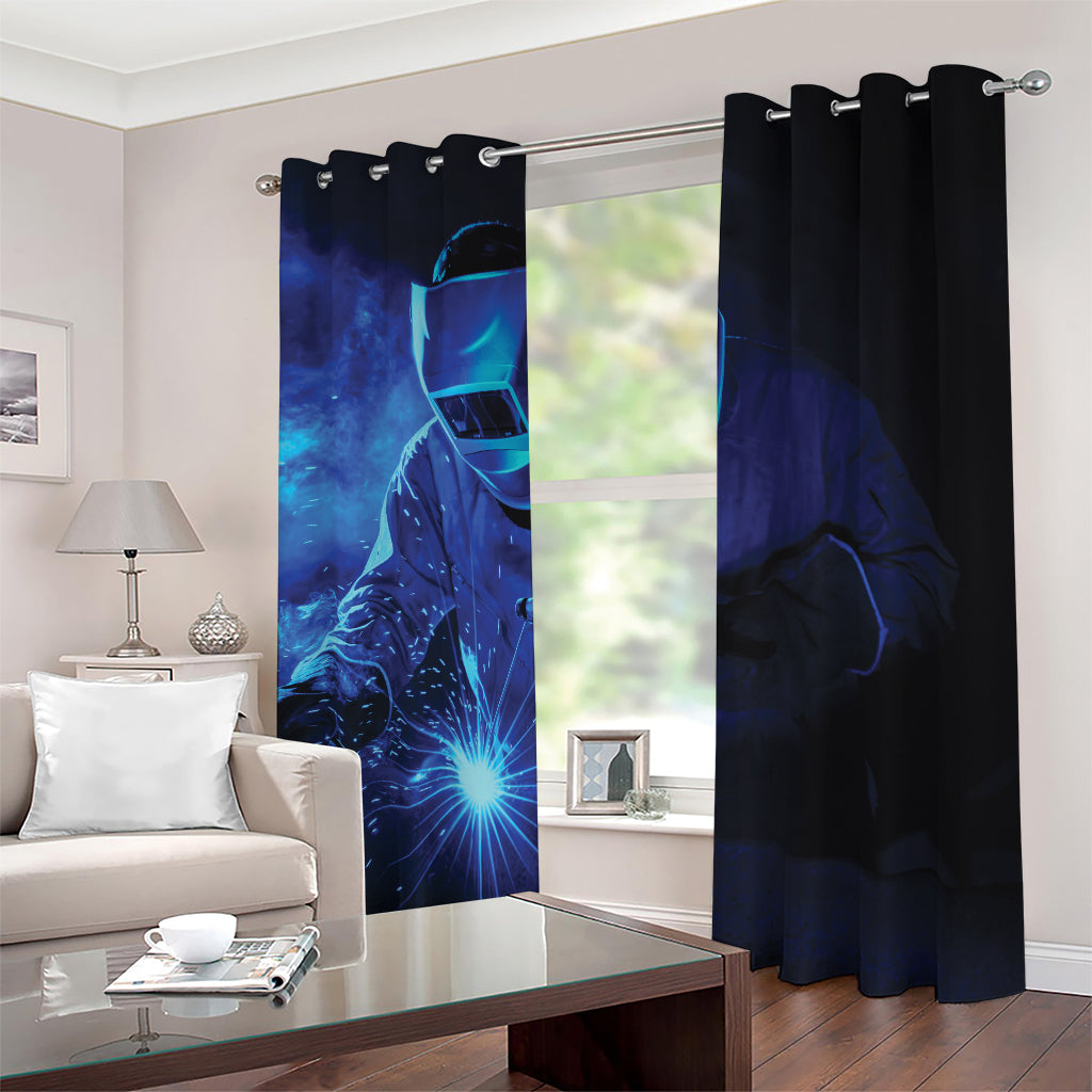 Industrial Welder Print Blackout Grommet Curtains