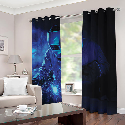 Industrial Welder Print Blackout Grommet Curtains