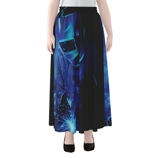 Industrial Welder Print Chiffon Maxi Skirt