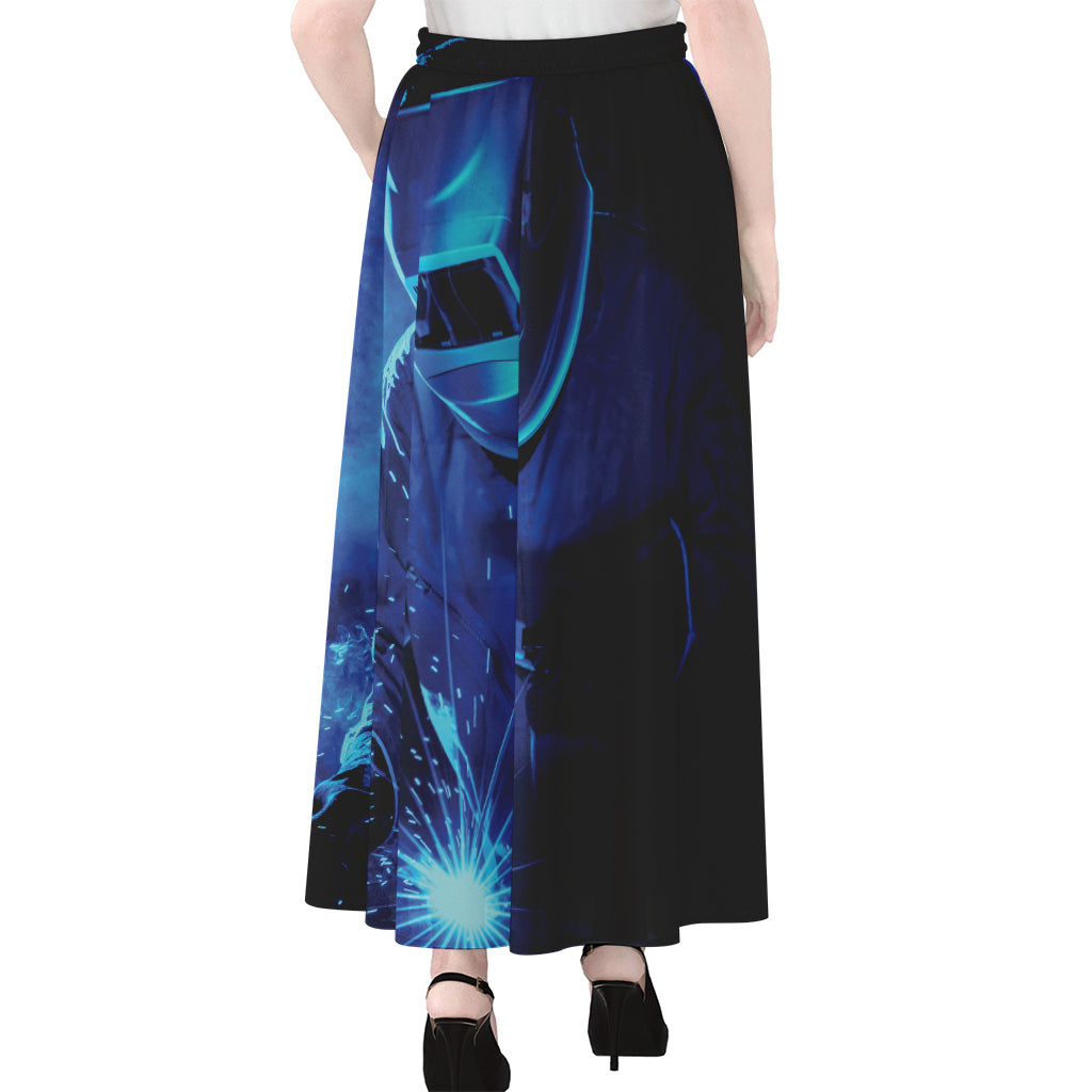 Industrial Welder Print Chiffon Maxi Skirt