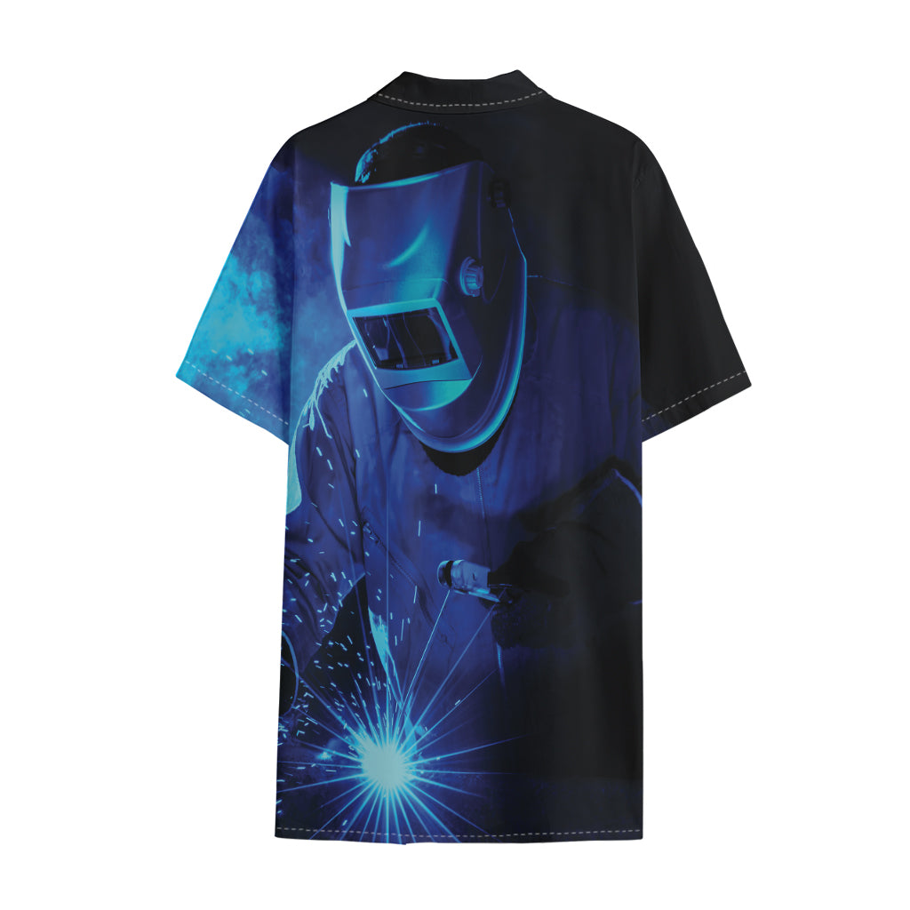 Industrial Welder Print Cotton Hawaiian Shirt