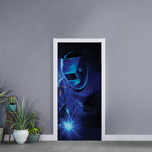 Industrial Welder Print Door Sticker
