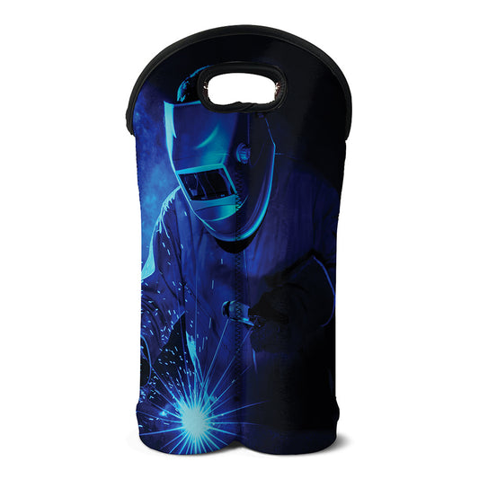 Industrial Welder Print Double Neoprene Wine Tote