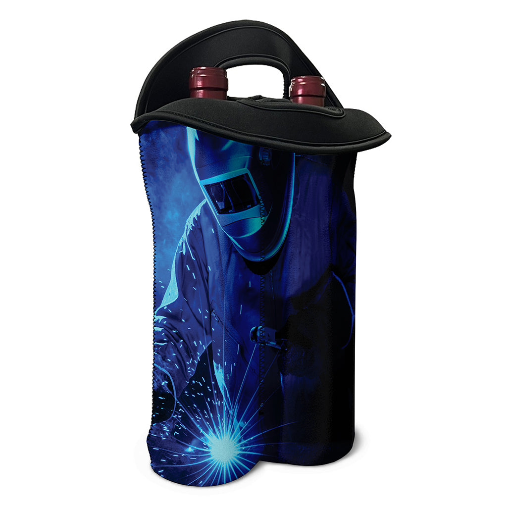 Industrial Welder Print Double Neoprene Wine Tote