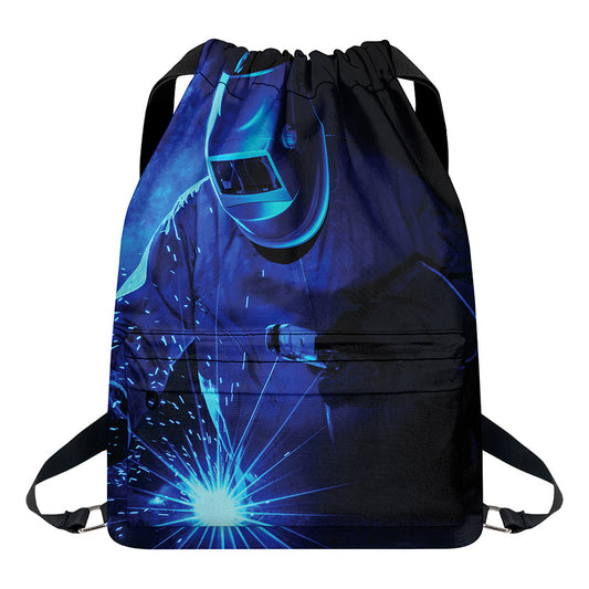 Industrial Welder Print Drawstring Backpack