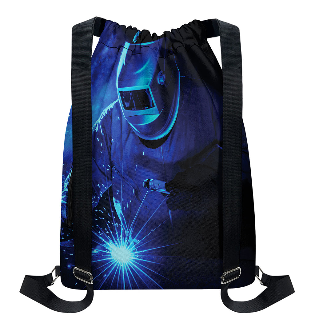 Industrial Welder Print Drawstring Backpack