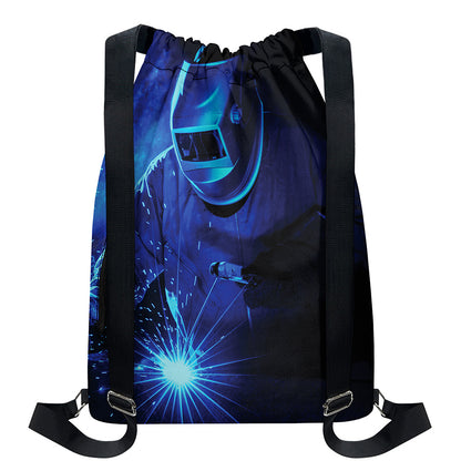Industrial Welder Print Drawstring Backpack