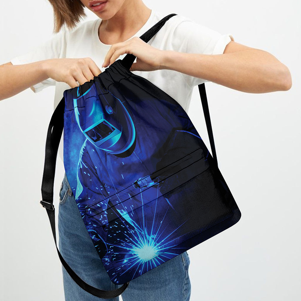 Industrial Welder Print Drawstring Backpack