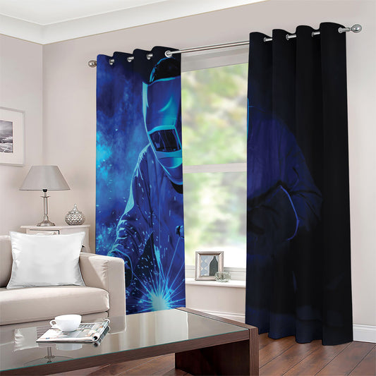Industrial Welder Print Extra Wide Grommet Curtains