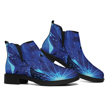 Industrial Welder Print Flat Ankle Boots