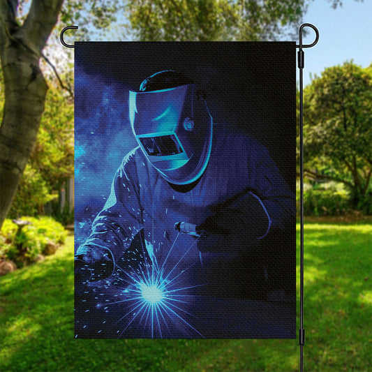 Industrial Welder Print Garden Flag