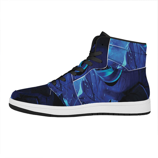 Industrial Welder Print High Top Leather Sneakers