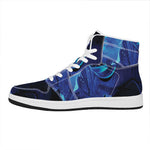 Industrial Welder Print High Top Leather Sneakers