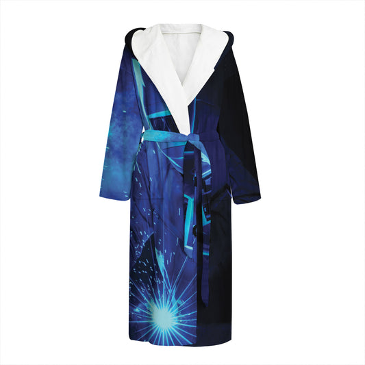 Industrial Welder Print Hooded Bathrobe